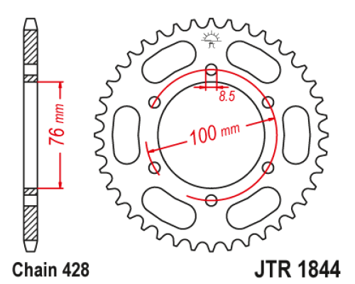 Jt задня зірочка 4513 52 yamaha yzf 125r '19-22, mt 125 15-23 (+4) (451352jt)* (ланцюг 428)