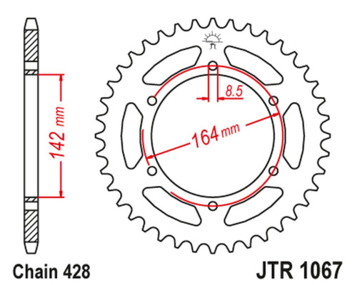Задня зірочка jt 4525 52 hyosung gt 125 '03-'15 (jtr1067.52) (ланцюг 428)