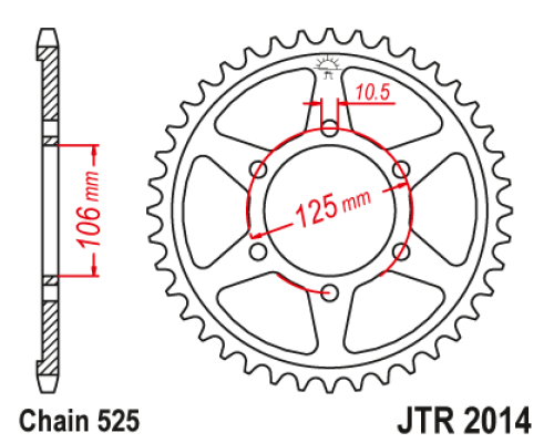 Задня зірочка jt 4529 44 triumph 1200 scrambler xc/xe '19 (452944jt) (ланцюг 525)