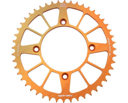 Задня зірочка jt 4549 48 алюмінієвий racelite ktm freeride 250 14-17 (+2), 350 12-17 (454948jta) (ланцюг 520) оранжевий