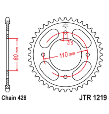 Jt задня зірочка 4597 41 honda cbf 125 '21-'23 (459741jt) (ланцюг 428) oem: 41200-k0n-e00 - замовити
