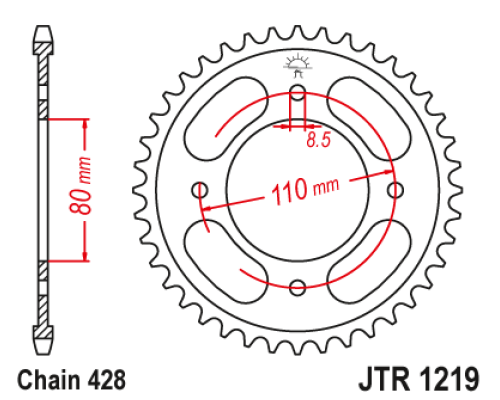 Jt задня зірочка 4597 41 honda cbf 125 '21-'23 (459741jt) (ланцюг 428) oem: 41200-k0n-e00 - замовити