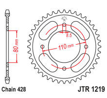 Jt задня зірочка 4597 41 honda cbf 125 '21-'23 (459741jt) (ланцюг 428) oem: 41200-k0n-e00 - замовити