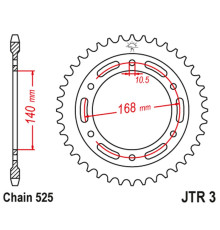 Jt задня зірочка 4613 47 bmw f 800 r '09-'20 (отвор 10.5mm) (461347jtzbk) (ланцюг 525) чорний
