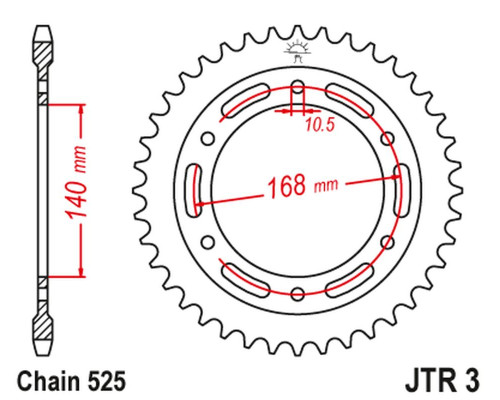 Jt задня зірочка 4613 47 bmw f 800 r '09-'20 (отвор 10.5mm) (461347jtzbk) (ланцюг 525) чорний