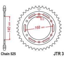 Jt задня зірочка 4613 47 bmw f 800 r '09-'20 (отвор 10.5mm) (461347jtzbk) (ланцюг 525) чорний