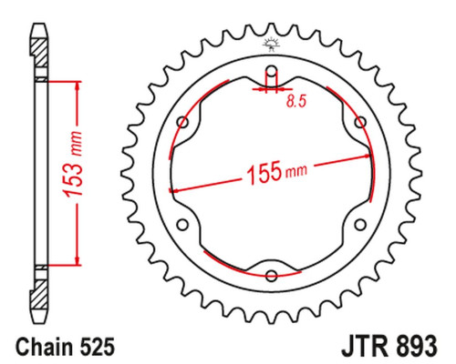 Задня зірочка jt 4642 38 ktm 1290 superduke (14-18) (464238jtzbk) (cha?c.525) чорний - заміняє jtr893.38