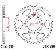 Задня зірочка jt 4675 44 ktm 125/200 duke '14-'22, 390 duke/rc '13-'23 (jtr890.44) (ланцюг 520) чорний