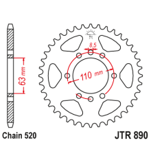 Задня зірочка jt 4675 45 ktm 125 duke '14-18, 390 duke/rc '13-18 (467545jtzbk)* (ланцюг 520) чорний