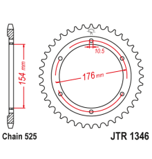 Jt задня зірочка 4679 44 honda cb 1000ra '18-19, vfr 800 v-tec (abs) '14-'17, vfr 800x crossrunner '15-'17 (467944jt) (ланцюг 525)