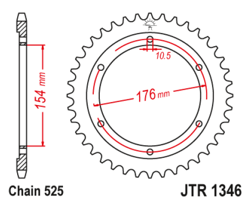 Jt задня зірочка 4679 44 honda cb 1000ra '18-19, vfr 800 v-tec (abs) '14-'17, vfr 800x crossrunner '15-'17 (467944jt) (ланцюг 525)