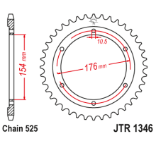 Jt задня зірочка 4679 44 honda cb 1000ra '18-19, vfr 800 v-tec (abs) '14-'17, vfr 800x crossrunner '15-'17 (467944jt) (ланцюг 525)