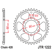 Jt задня зірочка 4733 48 honda cb 125r '18-'21 (473348jt) (ланцюг 428)
