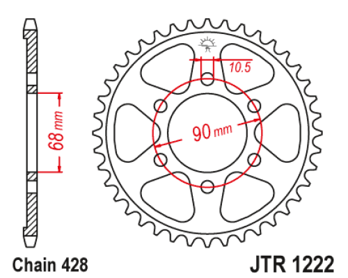 Jt задня зірочка 4733 48 honda cb 125r '18-'21 (473348jt) (ланцюг 428)