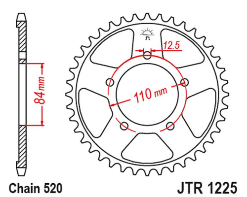 Jt задня зірічка 4734 36 honda cmx 300a rebel 17-18 (473436jt) (ланцюг 520)