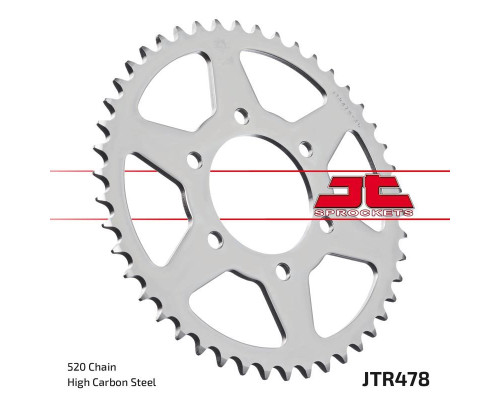 Jt задня зірочка 478 43 kawasaki zx6r (05-13), z750 (47843jtzbk) (може замінити на 4578 43 jtr1478.43) (ланцюг 520) чорний