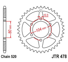 Jt задня зірочка 478 46 kawasaki zx6r (05-13), z750 (47846jtzbk) (можливо замінити на 4578 46 jtr1478.46) (ланцюг 520) чорний