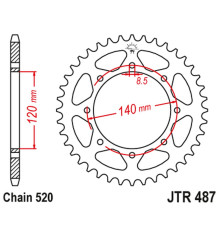 Jt задня зірочка 487 37 kawasaki w800 bkf street, ckf cafe '19 (jtr487.37) (ланцюг 520)