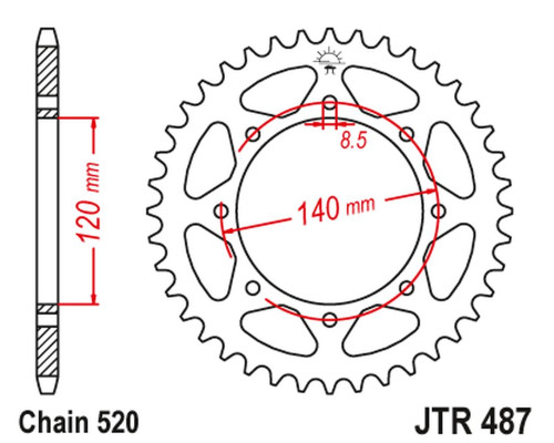 Jt задня зірочка 487 37 kawasaki w800 bkf street, ckf cafe '19 (jtr487.37) (ланцюг 520)