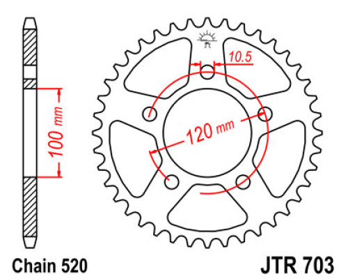 Задня зірочка jt 703 41 cagiva tamanaco 125 88-91 (70341jt) (ланцюг 520) - заміняє 70340jt (jtr698.40)
