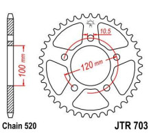 Задня зірочка jt 703 41 cagiva tamanaco 125 88-91 (70341jt) (ланцюг 520) - заміняє 70340jt (jtr698.40)