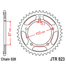 Jt задня зірочка 795 47 suzuki dl 250 v-strom '17-19, sfv 650 gladius '09-14 (+1) (79547jt) (ланцюг 520)