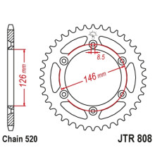 Jt задня зірочка 808 47 suzuki drz 400 '00-'24, rm 125/250, rmz 250/450 ultralight self-cleaning (80847jtsc) (ланцюг 520) -заміна jtr808.47zbk