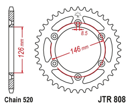 Jt задня зірочка 808 47 suzuki drz 400 '00-'24, rm 125/250, rmz 250/450 ultralight self-cleaning (80847jtsc) (ланцюг 520) -заміна jtr808.47zbk