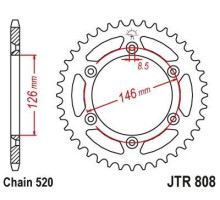 Jt задня зірочка 808 47 suzuki drz 400 '00-'24, rm 125/250, rmz 250/450 ultralight self-cleaning (80847jtsc) (ланцюг 520) -заміна jtr808.47zbk