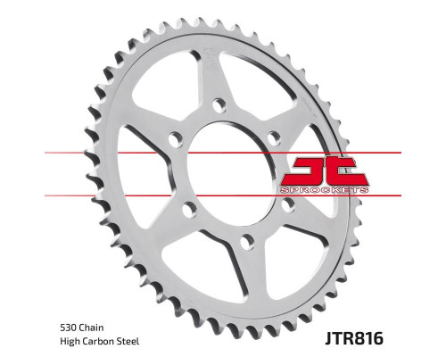 Jt задня зірочка 816 45 suzuki gsxr1100, gsxr750 (92-95) (81645jtzbk) (ланцюг 530) чорний - взаємозамінний на 825 45