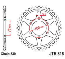 Jt задня зірочка 816 45 suzuki gsxr1100, gsxr750 (92-95) (81645jtzbk) (ланцюг 530) чорний - взаємозамінний на 825 45