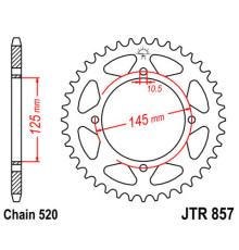 Jt задня зірочка 857 37 yamaha xt 600 '83-94 (jtr857.37) (ланцюг 520) - див. 458837jt (jtr1857.37)