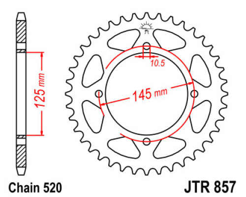 Jt задня зірочка 857 45 yamaha xt 600e '90-03, xt 660z '91-00 (85745jtzbk) (ланцюг 520) чорний - дивіться також 458845jt