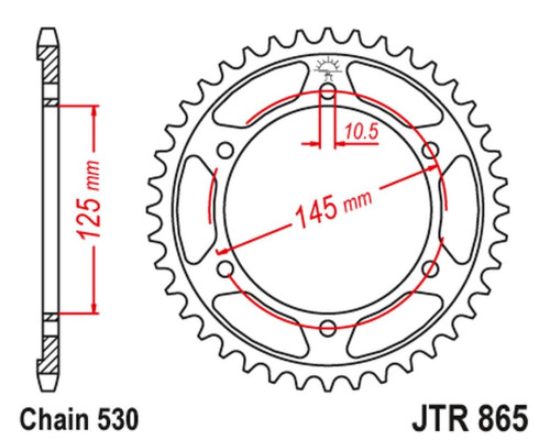 Задня зірочка jt 865 46 yamaha fzr600 (3rg, 3rh) '89-'91 (jtr865.46)* (ланцюг 530)