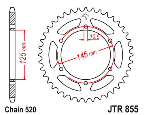Jt задня зірочка 866 46 yamaha xtz 750 89-98 (3ld) (86645jtzbk) (ланцюг 520) чорний