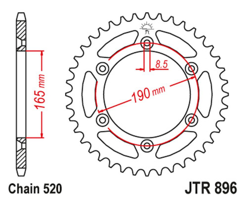 Задня зірочка jt 896 45 ktm 600 lc4 enduro (88-89) (89645jt) (ланцюг 520)
