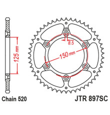 Задня зірочка jt 899 48 ktm sx/exc ultralight self-cleaning (89948jtsc) (ланцюг 520)