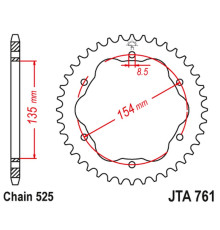 Jt алюмінієва задня зірочка (ergal) ducati 1098/r/s '07-'09, streetfighter 1099 '09-'13, 1198r/s '09-'11, 1199 panigale '12-'15, 1299 panigale '15-'19, panigale v4s '18-'21, mons ter 1200 '14-'20 (ла