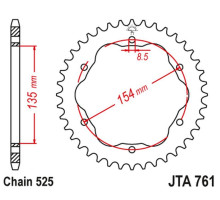 Jt алюмінієва задня зірочка (ergal) ducati 1098/r/s '07-'09, streetfighter 1099 '09-'13, 1198r/s '09-'11, 1199 panigale '12-'15, 1299 panigale '15-'19, panigale v4s '18-'21, mons ter 1200 '14-'20 (ла