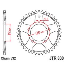 Jt алюмінієва задня зірочка 7075-t6 (ergal) 4675 42 ktm 200 duke/rc '15-'20 колір оранжевий - замовити