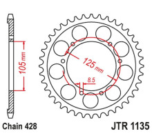 Jt задня зірочка aprilia rx 125 e4 '18-'23 (jtr1135.69)* (ланцюг 428)