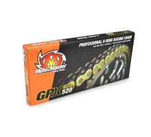 Ланцюг привод moto-master gpx-520g professional motocross / enduro racing x-ring chain золотого кольору (120 лань, зажим в комплекті)