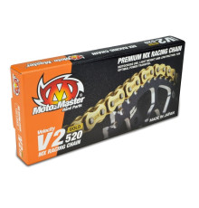 Moto-master drive chain v2-520g mx racing gold chain regular gold color (120 ланк, зажим в комплекті)