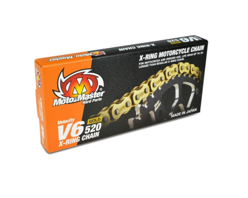 Ланцюг приводний moto-master v6-520g x-ring золотий ланцюг приводний ланцюг золотого кольору (120 лань, зажим в комплекті)