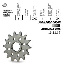 Зірочка передня moto-master 2240 11 (224011) ktm sx 50/sx 50 mini '02- , sx-e5 e-bike '19-, gasgas mc 50 mc-e e-bike 21-, husqvarna tc 50 '17, tc 50 mini '18-. ee 5 e-bike '19- (ланцюг.415)