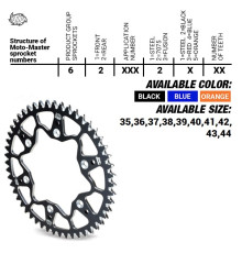 Задня зірочка moto-master алюмінієва t7075 (ergal) 4644 41 (464441) ktm sx 50/sx 50 mini '02- , sx-e5 e-bike '19-, gasgas mc 50 mc-e e-bike 21-, husqvarna tc 50 '17, tc 50 mini '18 -. ee 5 e-bike '19- (ланцюг 415) колір чорний