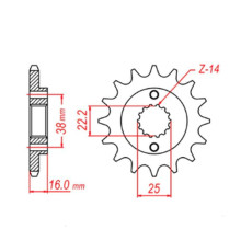 Mtx parts передня зірочка 490 15 ducati monster 600/750/900 (jtf736.15) (ланцюг 520)
