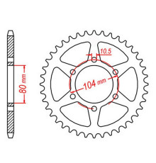 Mtx parts задня зірочка 478 43 kawasaki zx6r '05-'17, z 750 (47843jt) (ланцюг 520) (срібний)