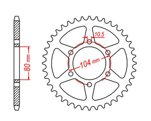 Mtx parts задня зірочка 478 43 kawasaki zx6r '05-'17, z 750 (47843jt) (ланцюг 520) (срібний)