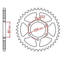 Mtx parts задня зірочка 478 43 kawasaki zx6r '05-'17, z 750 (47843jt) (ланцюг 520) (срібний)